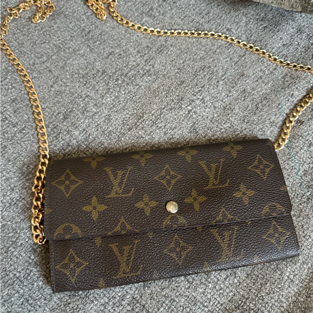 Louis Vuitton Brown and Gold Crossbody Bag with Monogram Canvas